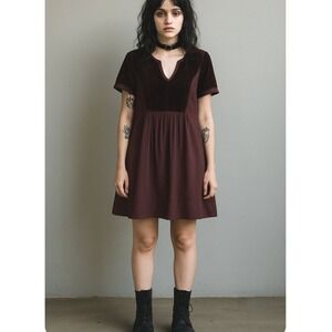 Maeve Velvet Tunic Dress Burgundy Size L‎ NEW Boho Grunge Dark Romantic Vampy